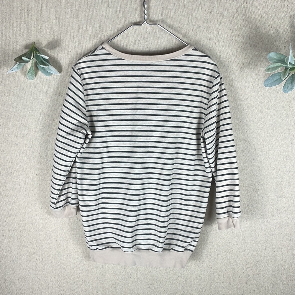 Doe and Rae > Crew Neck Striped Quarter Sleeve Sweatshirt Small - Picture 7 of 7